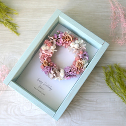 メッセージ入り壁掛けフレーム wreath - pink02- 1枚目の画像