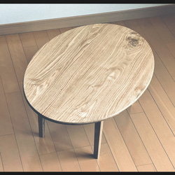 ちゃぶ台　サイズ変更可能　和モダン　ローテーブル　円卓　楕円　リビングテーブル　無垢材 2枚目の画像