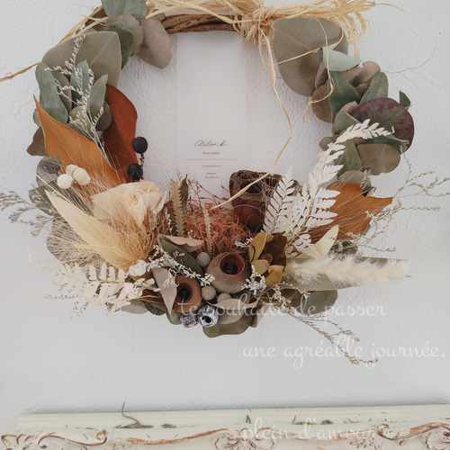 ✧︎*一点物✧︎*木の実と小枝のボタニカルワイヤーリース ナチュラル