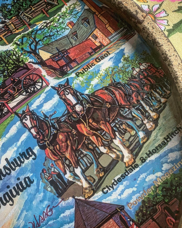 60s real vintageメタルトレイ【Williamsburg Virginia 】made in USA 8枚目の画像