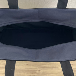 new【XLサイズ】〈底板付き〉黒&ミネラルブルー　ファスナー付き　8号 倉敷帆布を使用　トートバッグ　大きめバッグ　 10枚目の画像