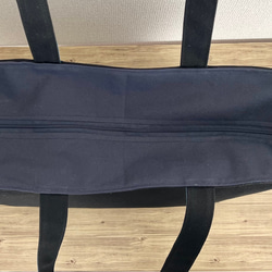 new【XLサイズ】〈底板付き〉黒&ミネラルブルー　ファスナー付き　8号 倉敷帆布を使用　トートバッグ　大きめバッグ　 6枚目の画像