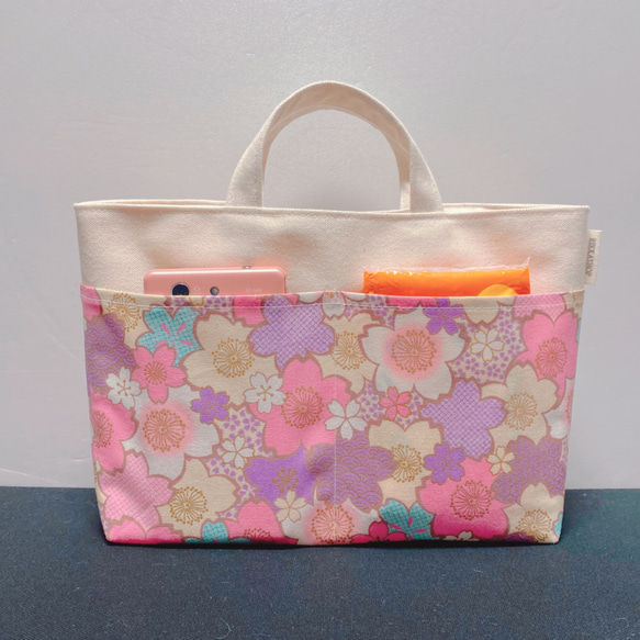 【春限定②】帆布のバッグインバッグ （桜A） 2枚目の画像