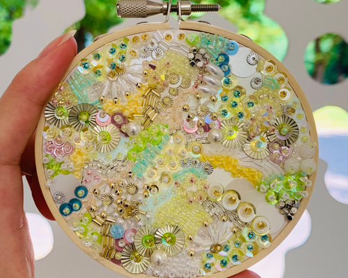 刺繍枠飾り 刺繍ビーズアート ウォールステッカー・ウォールデコ