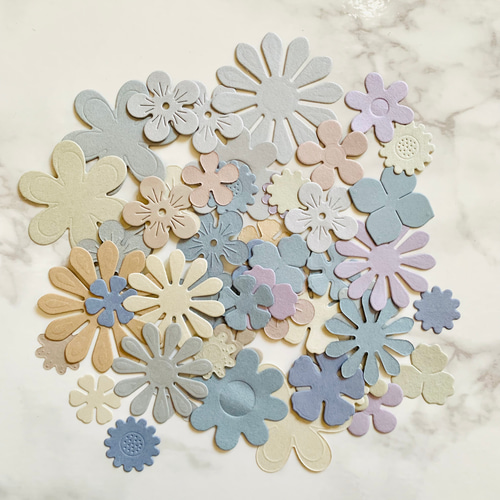 クラフトパンチ 大きめの花 ランダム色々セット 50枚入 くすみカラー