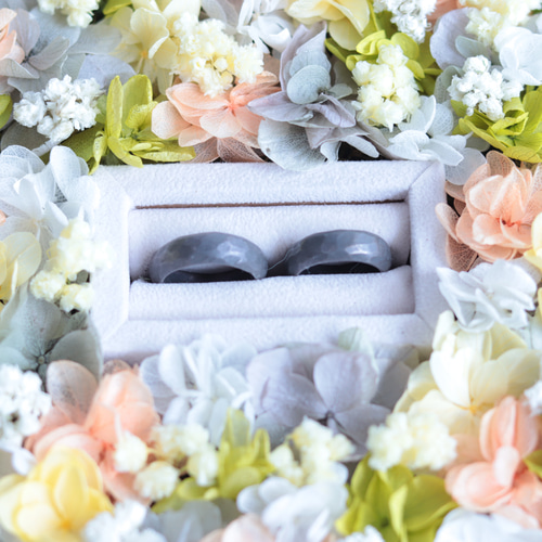 正八角形に変更中】参加型☆小花とグリーンのリングピロー