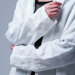 【wafu】亞麻長袍簡約搭配披肩領長袍/白h014h-wht3 第17張的照片