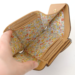 【刻印可】ふんわりドレープの三つ折りミニ財布　 グレージュ　エンベロープ　MH0650 4枚目の画像