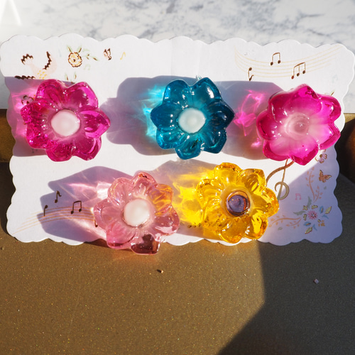 マグネット（5個セット） レジン 磁石 色変更可 花形 かわいい