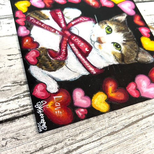 母の日×早割】猫ちゃんThankyouイラストボード15㎝×15㎝ イラスト