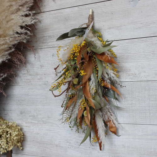 6.ミモザスワッグ 限定】ミモザのスワッグ B （全長約50cm） | Glanet collection