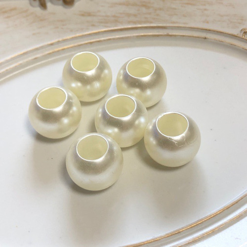10個 16mm 大穴 プラスチック パール ビーズ 穴7.7mm ビーズ ギルド