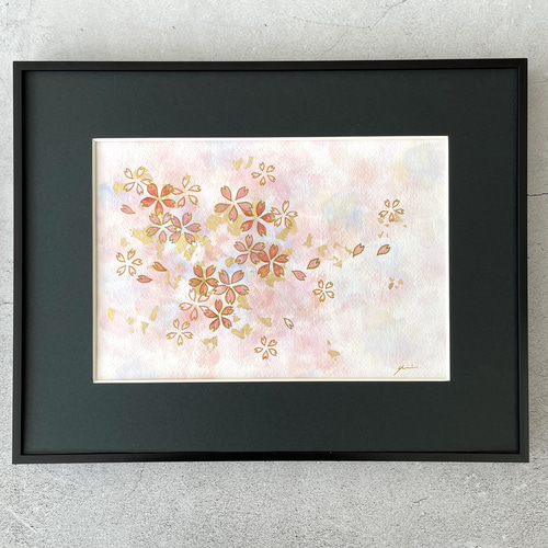 桜 モダンアート 抽象画 インテリア リビング 春 ピンク 赤 癒し