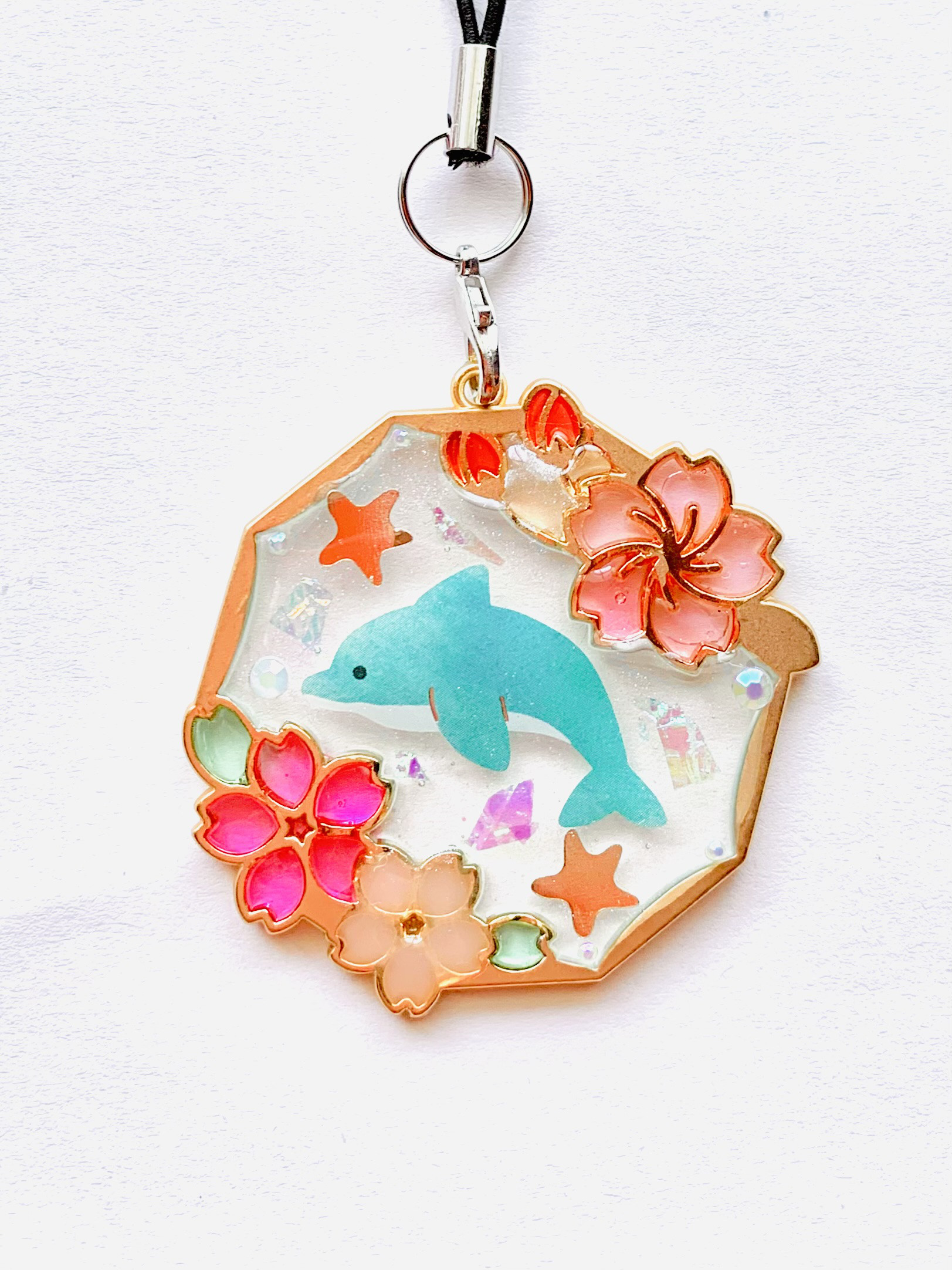 RUKURUKU/桜と親子イルカと子猫達　蓄光　オルゴナイトキーホルダー RUKURUKU/秋の動物達 蓄光 オルゴナイトキーホルダー オルゴナイト