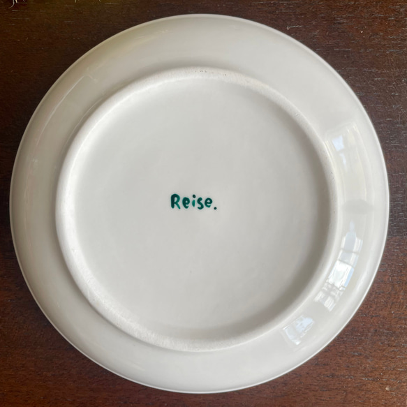 手描き　皿　プレート　陶器　磁器　ミモザ　ハンドペイント　春　絵付　15cm 3枚目の画像