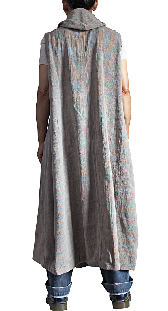 ジョムトン手織り綿天然草木染め自在ドレス（DFS-071-03） 7枚目の画像