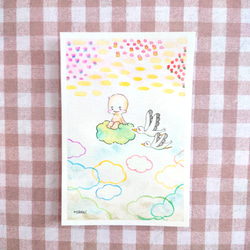 水彩画　「コウノトリさんたちと」原画　妊活を支える子宝アート 1枚目の画像