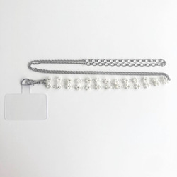 [スマホショルダー]Flower chain mobile shoulder(White × Silver) 3枚目の画像