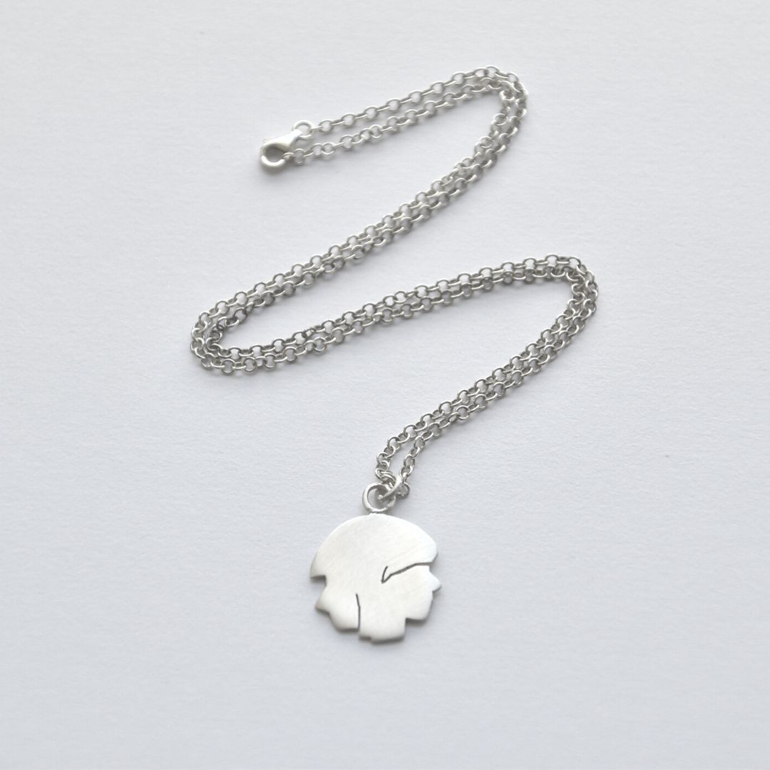 Two people silhouette necklace, silver jewellery, 925 sterli