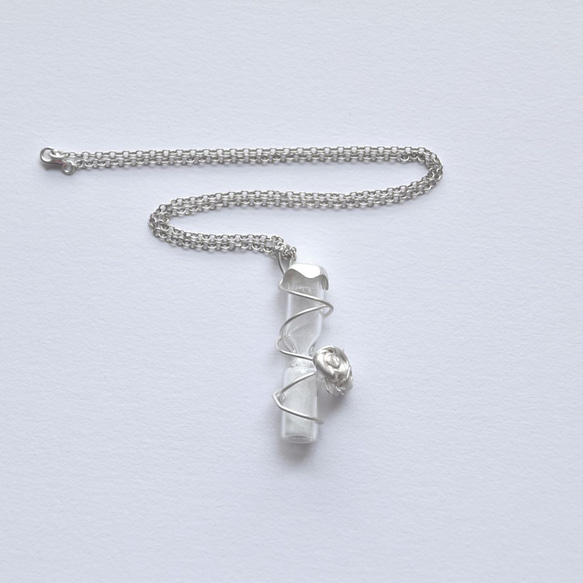 Rose mini-hourglass necklace 02, silver jewellery, 925 sterl 2枚目の画像