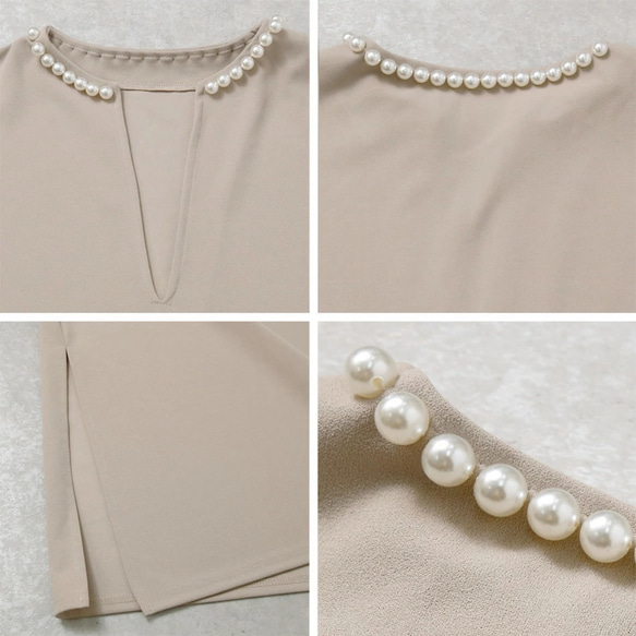 Etranger 長款連衣裙，鑰匙領處飾有大膽的珍珠裝飾 et11051256 第9張的照片