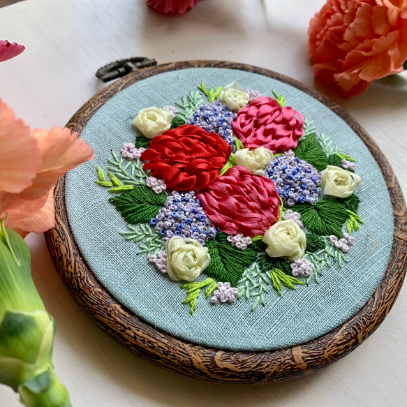 《受注製作》Flowerbouquet  カーネーション&紫陽花　タペストリー　母の日にも 2枚目の画像
