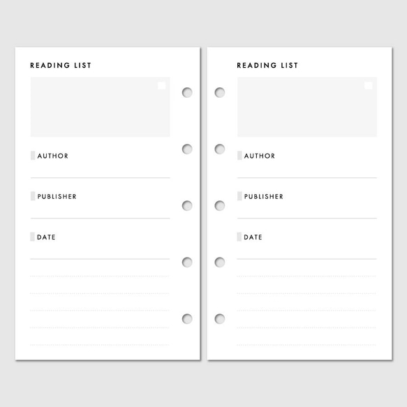 《M5サイズ》読んだ本を記録しておける読書記録リスト／システム手帳リフィル【CBM5_CL20】 2枚目の画像