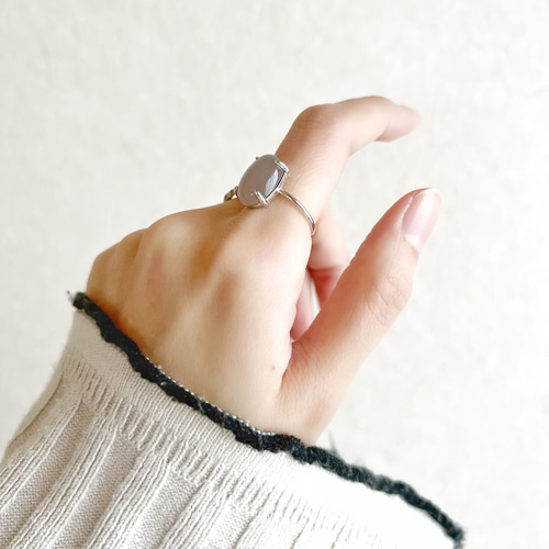 JORIE】大人気♡大粒グレーオニキス silver925 フリーサイズ、固定