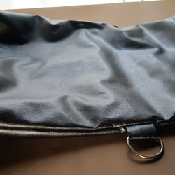小さめショルダーバッグ 合皮　黒と生地のコラボショルダーバッグ 10枚目の画像