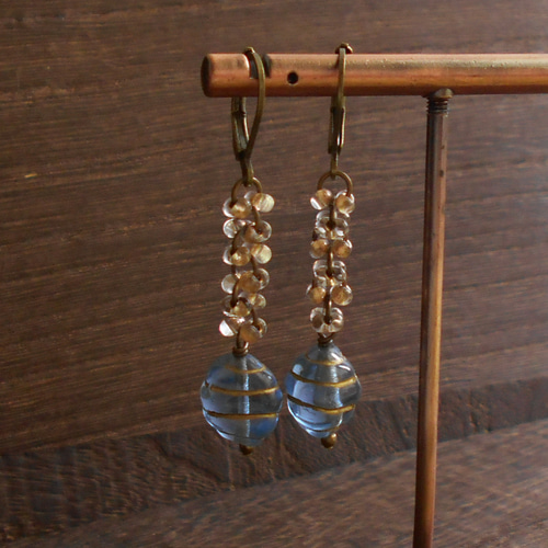 花風～(アンティーク/チェコガラス） ピアス（フック・チェーン