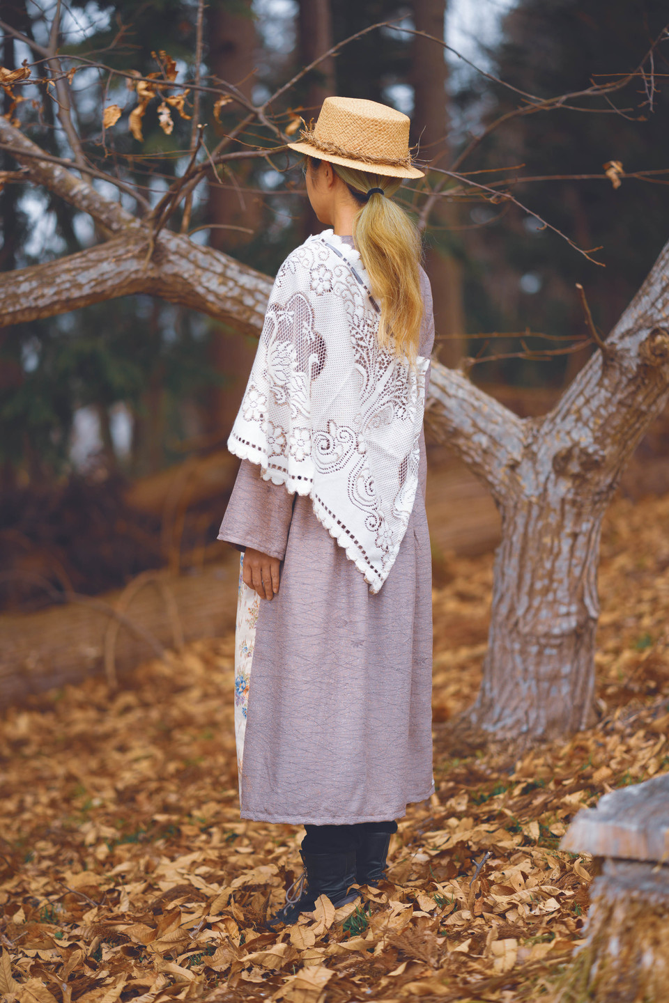 ポイント5倍 作家さま ヴィンテージクロス カシュクールワンピース