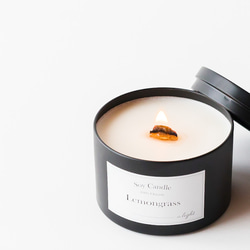 木芯 キャンドル ブラック 音を奏でるキャンドル ソイワックス100%使用 缶 キャンドル マットブブラック 黒 2枚目の画像