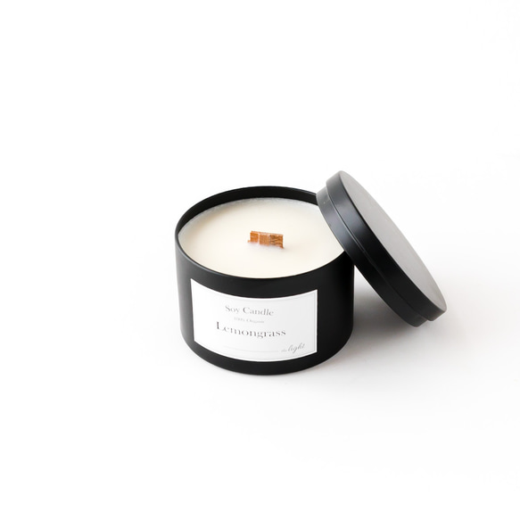 木芯 キャンドル ブラック 音を奏でるキャンドル ソイワックス100%使用 缶 キャンドル マットブブラック 黒 6枚目の画像