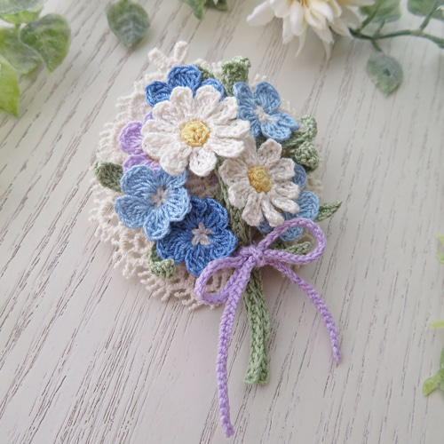 でこ] レース編みのブーケ プレゼントに！ブーケになるお花の