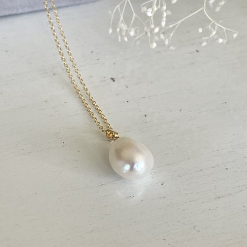 14K＋マーク刻印有】留め具14金 大粒 バロックパールネックレス 【公式
