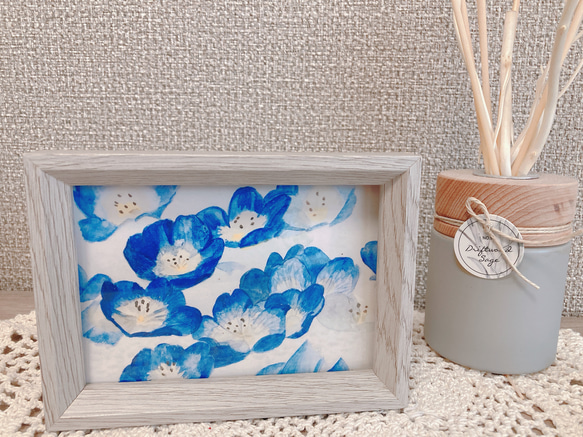 水彩画 ネモフィラの花畑 イラスト onorin 通販 15602008｜Creema