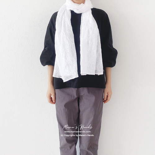 透け感が エレガント》おしゃれな 花柄 刺繍 白 ホワイト 綿100% 春 夏