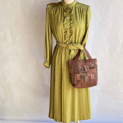 柿渋染めのパッチワークのトートバッグ (1) トートバッグ ひだまり