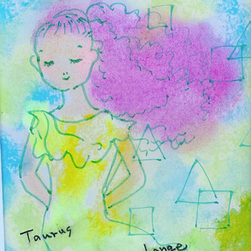 イラスト原画 星座 『おうし座』 クレヨン画 ギフトに！ イラスト