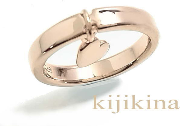 シルバー925スウィングハートリング　K18ピンクゴールドコーティング 3枚目の画像