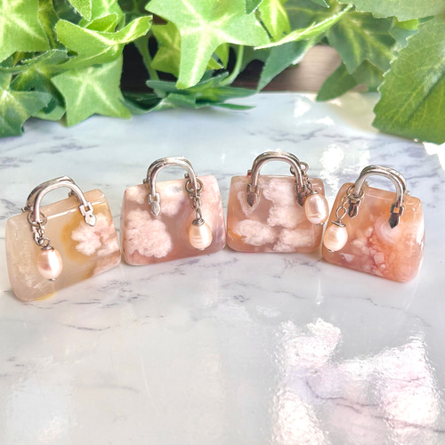 桜瑪瑙（チェリーブロッサム）バッグ型 1個【選択式】天然石チャーム