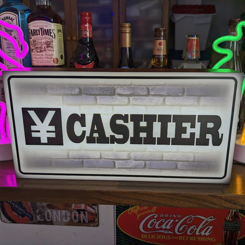 【Lサイズ】キャッシャー レジ 会計 お勘定 看板 置物 LED ライトBOX Lサイズ】キャッシャー レジ 会計 お勘定 店舗 キッチンカー