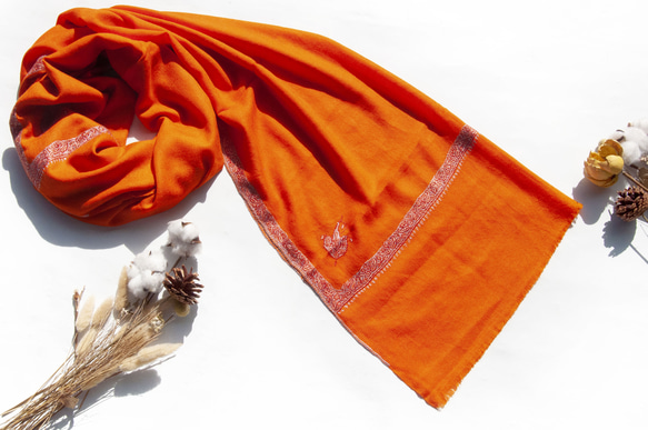 カシミヤ 刺繍 カシミヤ スカーフ ピュア ウール スカーフ ショール リング フリース ショール - 花 交換 ギフト 母の日 13枚目の画像