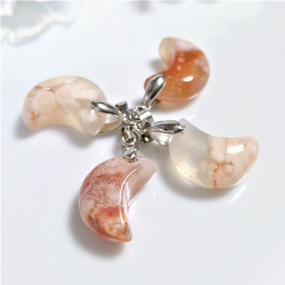 桜瑪瑙(チェリーブロッサム) 月型 1個 天然石ペンダント 桜瑪瑙(チェリーブロッサム) 月型 1個 天然石ペンダント