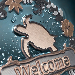 ウミガメ  ウェルカムボード　壁掛けタイプ　ドアプレート　メタルカラー　文字入れ可 3枚目の画像