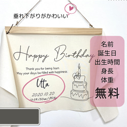 【〜2日以内発送】名入れ無料　バースデータペストリー　誕生日　出産祝い　タペストリー　インテリア　セルフフォト 1枚目の画像