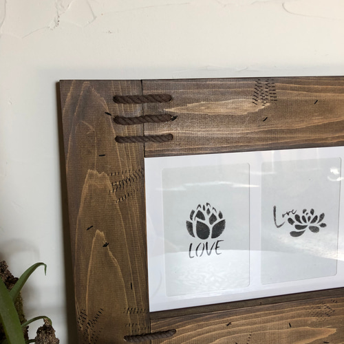 フレーム stitch アンティークブラウン 木製額縁 横長 フォトフレーム