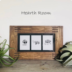 ブラウンの木製装飾額縁 フレーム stitch アンティークブラウン 木製額縁 横長 フォト