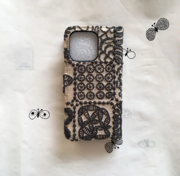 【専用】iPhone13Pro Max ケース 手帳型 カバー ミナペルホネン forest tile 3枚目の画像