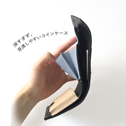 tayori｜手のひらサイズ＋収納力◎の三つ折り財布【ブラック】イタリア製シュリンクレザー 5枚目の画像